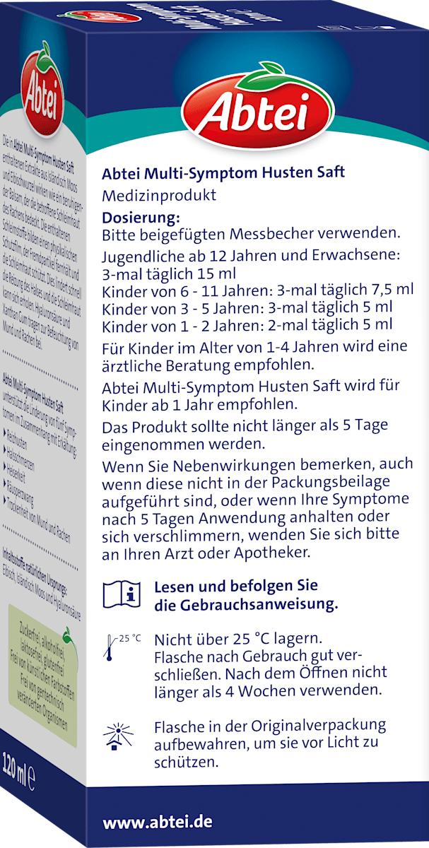 Abtei Multi-Symptom Hustensaft, 120 ml