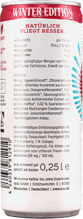 Erfrischungsgetränk, Cranberry-Blutorange mit Guarana, 250 ml EINWEG