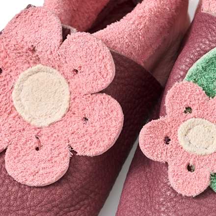 Lederschuhe mit Blumen-Applikation, rosa, Gr. 22/23, 1 St