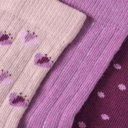 Sokken met ribstructuur, paars, maat 23/26, 3 stuks