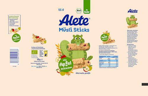 Kindersnack Müsli Sticks ab 3 Jahren, 125 g