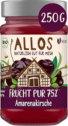 Fruchtaufstrich, Frucht Pur Amarenakirsche 75% Frucht, 250 g ALLOS