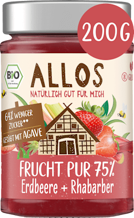 Fruchtaufstrich, Frucht Pur Erdbeere & Rhabarber 75% Frucht, 200 g