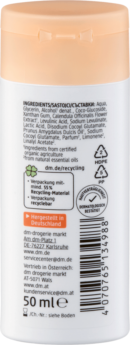 alverde BABY Baby Waschlotion & Shampoo Calendula, Reisegröße, 50 ml