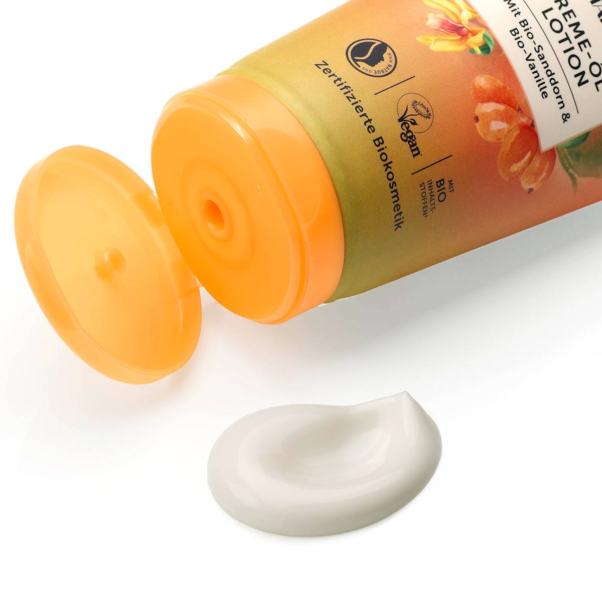 alverde NATURKOSMETIK Bodylotion Cremeöl Lotion Sanddorn & Vanille, 200 ml