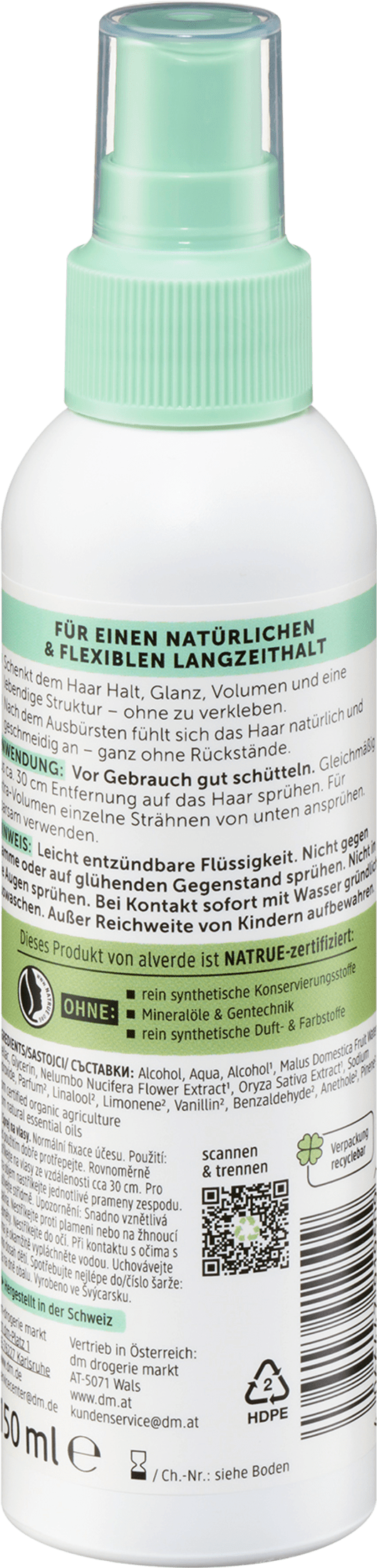 alverde COSMÉTIQUE NATUREL Laque avec extrait de fleurs de lotus et de riz violet, 150 ml