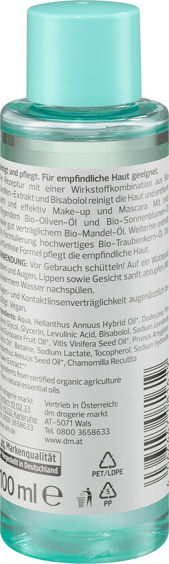 alverde COSMÉTIQUE NATUREL Démaquillant sensible aux huiles, 100 ml