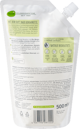 Pflegedusche Zeit für Glück Minze Bergamotte, Nachfüllpack, 500 ml alverde NATURKOSMETIK