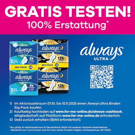 Ultra-Binden Secure Night 4 mit Flügeln, Big Pack, 16 St always