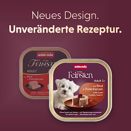 Nassfutter Hund mit Rind & Putenherzen, 150 g