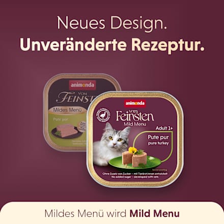 Nassfutter Katze Pute pur, mildes Menü, 100 g