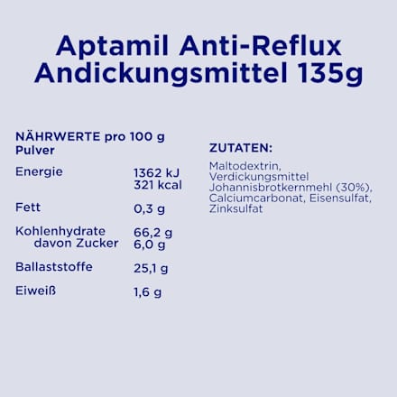 Spezialnahrung Anti-Reflux Andickungsmittel von Geburt an, 135 g
