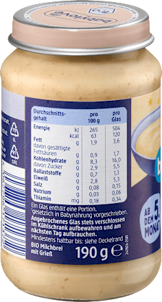 Abendbrei Grieß pur ab dem 5. Monat, 190 g