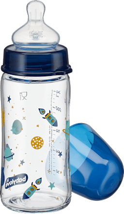 Babyflasche Weithals aus Glas, blau, von Geburt an, 240 ml, 1 St
