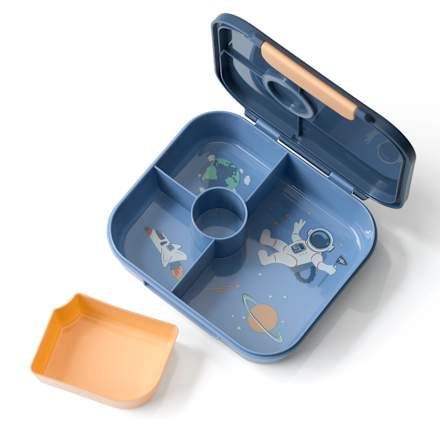 Lunchbox met vakjes blauw, 1 stuk