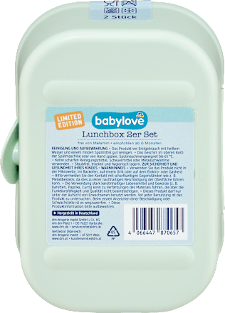 Brotdose Set mint Kirschen für Unterwegs, 1 St babylove