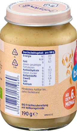 Frucht & Getreide Apfel mit Vollkornflocken, ab dem 6.Monat, 190 g