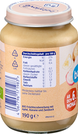 Frucht & Getreide Apfel mit Zwieback, ab dem 6.Monat, 190 g