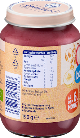 Frucht & Getreide Erdbeer-Bananen-Müsli in Apfel ab dem 6. Monat, 190 g