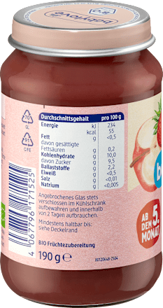 Früchte Erdbeere & Himbeere in Apfel ab dem 5. Monat, 190 g