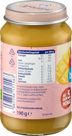 Früchte Mango & Kiwi in Apfel ab dem 5. Monat, 190 g