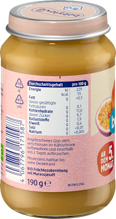 Früchte Pfirsich & Maracuja mit Apfel ab dem 5. Monat, 190 g