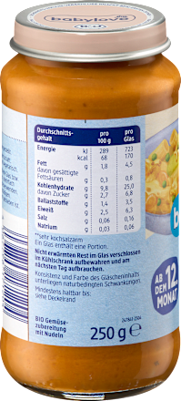 Menü Gemüse Nudelauflauf ab dem 12. Monat, 250 g