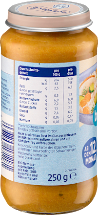 Menü Gemüsereis mit Süßkartoffel und Hühnchen ab dem 12. Monat, 250 g