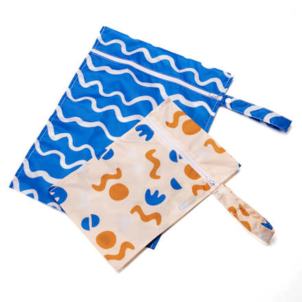 Nasstaschen-Set blau/beige, 2 St