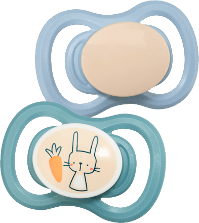 Schnuller Air Silikon symmetrisch, mint/beige & blau/petrol, Gr. 2, 5-18 Monate, 4 St
