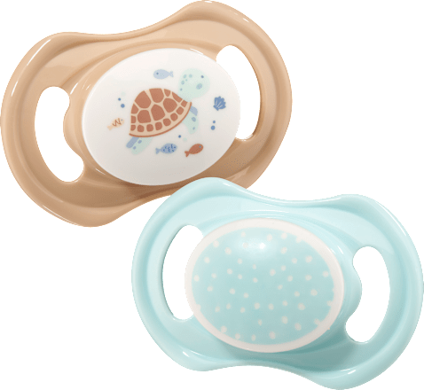 Symmetrische latex fopspeen, bruin/mint, vanaf 16 maanden, 2 stuks