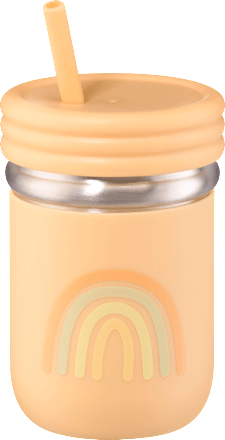 Trinkhalmbecher Edelstahl/Silikon apricot, 300 ml, 1 St