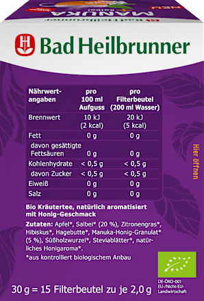 Kräutertee Manuka & Salbei (15 Beutel), 30 g
