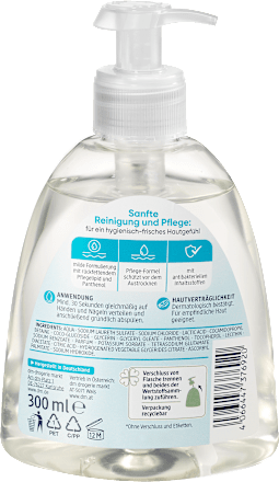 Vloeibare zeep, milde zeep voor verzorging en hygiëne, antibacterieel, 300 ml