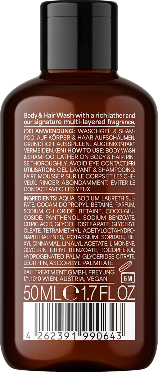 BALI GENTS Duschgel Tonka Oud 77, Reisegröße, 50 ml