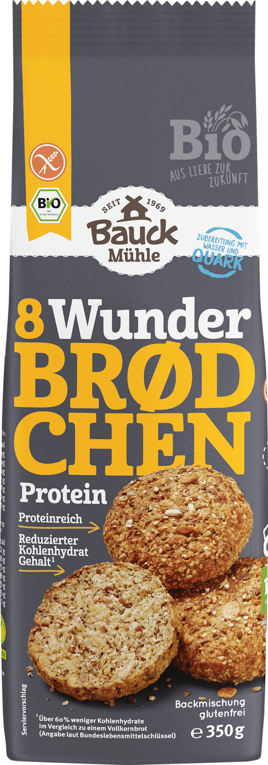 Bauck Mühle Préparation pour 8 petits pains miracles, protéinée, sans gluten, 350 g