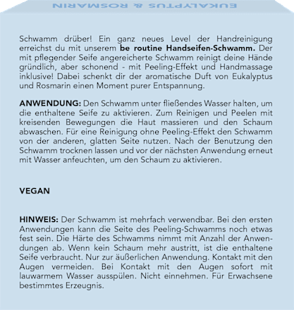 Seifenschwamm Eukalyptus & Rosmarin, 80 g BE ROUTINE