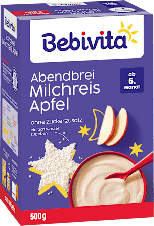 Abendbrei Milch Milchreis mit Apfel ab dem 5. Monat, 500 g