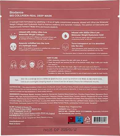 Collageen Echt Diep Gezichtsmasker, 34 g