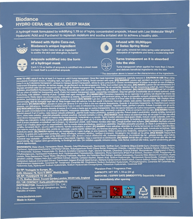 Gesichtsmaske Hydro Cera-Nol Real Deep, 34 g Biodance