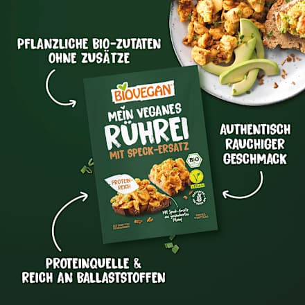 Mein veganes Rührei mit Speck-Ersatz, 50 g