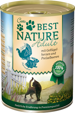 Nat kattenvoer met gevogelte, konijn & gevogelteharten, 400 g