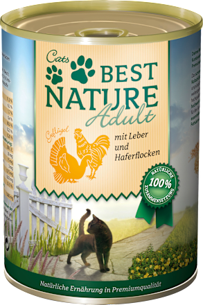 Nassfutter Katze mit Geflügel, Leber & Haferflocken, 400 g