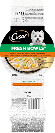 Nassfutter Hund mit Huhn, Karotten & Bohnen, fresh bowls, 85 g