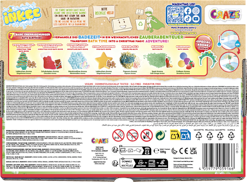 Cadeauset kinderbadtoevoeging Hippo Box Kerst 8-delig, 1 stuk