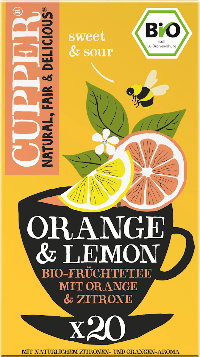Cupper Früchtetee, Orange & Lemon mit Orange & Zitrone (20 Beutel), 50 g