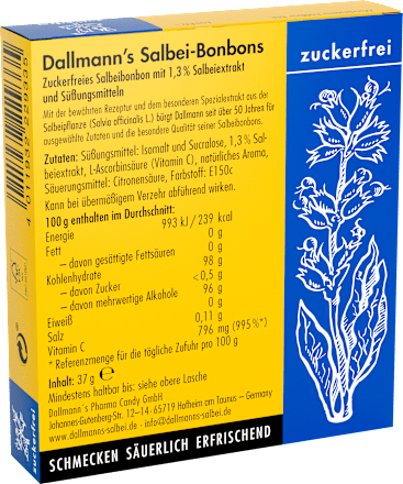 Salbei-Bonbons Hals- und Hustenbonbons (20 Stück), zuckerfrei, 37 g