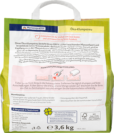 Litière pour chat, litière écologique agglomérante, 10 l