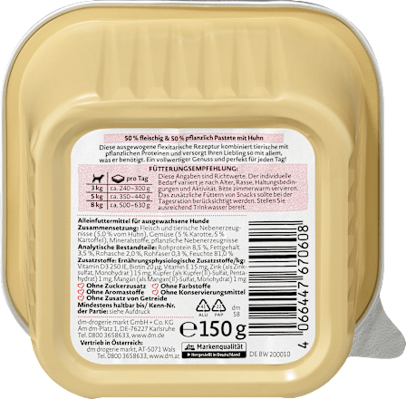Nat hondenvoer met kip, Naturverliebt flexitarian, 150 g