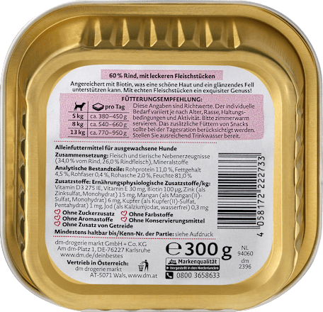 Nassfutter Hund mit Rind, Exquisit, 300 g Dein Bestes